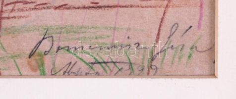 Bornemissza Géza (1884-1966): Kapálók a földeken. Vegyes technika, karton, jelzett, paszpartuban, fo...