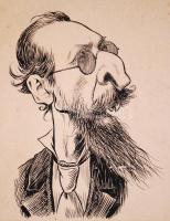 Faragó József (1877-1928): Tanár Úr. Tus, karton, jelzett, paszpartuban, 27×23 cm