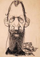 Faragó József (1877-1928): Tanár Úr. Tus, karton, jelzett, paszpartuban, 27×23 cm