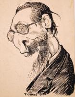 Faragó József (1877-1928): Tanár Úr. Tus, karton, jelzett, paszpartuban, 27×23 cm