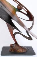 Szócska László (1951-): Szerelem. Fa, damil, fém, jelzett 1/1, apró hiba a talpán, m:55 cm, h:68 cm,...