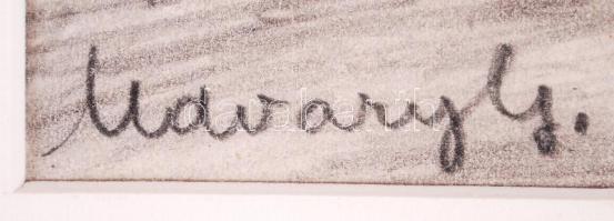 Udvary Géza (1872-1932): Udvarlás. Ceruza, papír, jelzett, paszpartuban, 24×17 cm