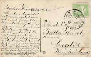 Tusnádfürdő, érkező vonat, Háromhuszár szálloda / locomotive, hotel