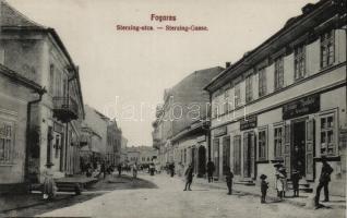 Fogaras Sterzing utca, Hermann gyógyszertár, Izsák Benő üzlete / street, Hermanns pharmacy, shop