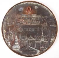 Csontos László (1925): Budapest. Bronz falidísz / Budapest bronze ornament d:20 cm