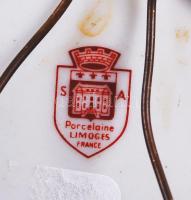 3db Limoges, mintás, aranyozott szélű, jelzett dísztálka / Gold plated tiny Liomges bowl