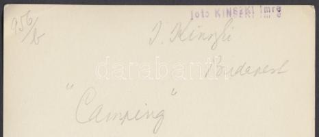 cca 1930 Kinszki Imre (1901-1945): Camping. Vintage fotó, hátoldalán aláírt, szerzői pecséttel jelze...