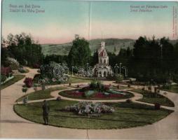 Dornavátra / Vatra Dornei sanatorium park, Falkenhayn fountain, panoramacard (fl)
