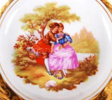 2db jelzett Limoges tálka, aranyozott szegéllyel / Limoges tiny bowl with gold plated border d:10cm