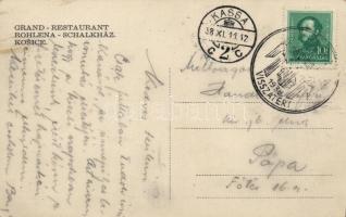 Kassa Hotel Schalkház, restaurant, 'vissza' So. Stpl