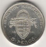 1938. "Szt. István" 5P ezüst T:2+ pici ph.