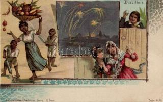 Brasilien / Brazil, Nationalitäten-Postkarten Serie Dess. No. 43. Art Nouveau litho (EK)
