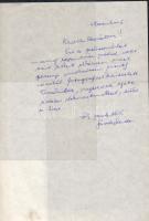 Sásdi Sándor író saját kézzel írt levele aláírásával