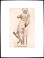 Feszty Masa (1895-1979): Női akt. Szén, papír, kisebb foltok, jelzett, paszpartuban 23×15 cm
