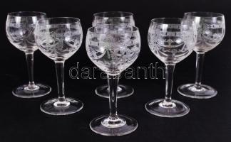 XX. sz eleje 6 db kristály borospohár / Crystal wine glasses