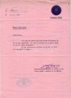 1976 A szíriai honvédelmi miniszter levele saját kezű aláírásával + a szíriai nagykövet levele