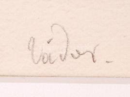 Zádor István (1882-1963): Asszonyok tanulmány. Színes ceruza, papír, jelzett, paszpartuban, 9×13 cm