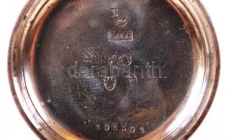 cca 1880-1890 Növényi arabeszkkel díszített, ezüst (Ag) tokos, kulcsos zsebóra 800-as tisztaságú svá...