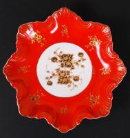 1945 előtt Rózsákkal díszített, aranyozott, matricás, jelzett, pajzspecsétes Zsolnay süteményes kész...