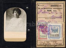 1926 M. kir. Államvasutak kedvezményre jogosító fényképes igazolvány