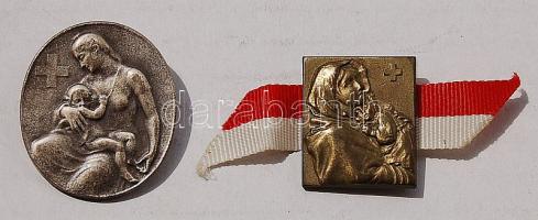 Franciaország 1945/1951. 2 klf fém vöröskeresztes kitűző T:2