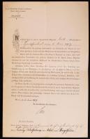 1907 Jekelfalussy Piller György későbbi olimpia bajnok vívó titkos tanácsosi kinevezése, valamint az ezzel kapcsolatos költségek megfizetését igazoló okirat /  1907 Secret councillor awarding documents for Jekelfalussy Piller György