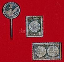 1980. "Szovjet-Magyar közös űrrepülés" Ag jelvény 8,1g + ÁP bélyeg formájú Szovjet-Magyar ...