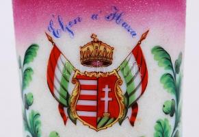 Emlék pohár, több rétegű, matricás, homok fújt, hibátlan, m:12 cm