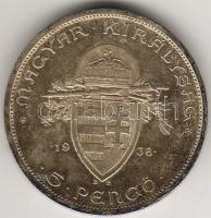 1938. "Szt. István" 5P ezüst T:2+ pici ph