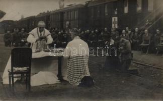 1921 Biatorbágy vasútállomás, IV. Károly és Zita utolsó útja Magyarországra, tábori mise, photo / The last visit of Charles IV and Zita to Hungary, prayer, photo