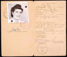 1944 Sárga csillag megkülönböztető jelzés viselésére kötelezett zsidó személy részére, hozzá szabad ...