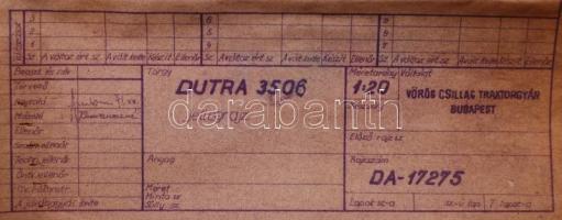 A Vörös Csillag Traktorgyár által kibocsájtott műszaki rajz, DUTRA 3506