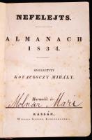 Kovacsóczy Mihály (szerk.): Nefelejts - almanach 1834. Harmadik év. Kassa, 1834. Wigand György. 238p.