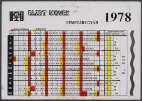 1978 Elzett fém reklámnaptár 15x10 cm