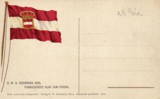 SMS Erzherzog Karl, K.u.K. navy litho flag on backside