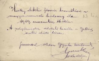 1919 Horthy Miklós fővezér bevonulása a magyar nemzeti hadsereg élén; a polgármester üdvözlő beszéde...