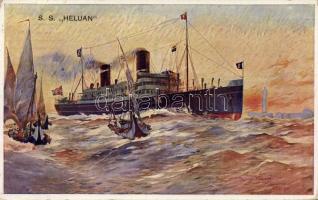 SS Heluan, Österreichische Lloyd, Triest, litho flag on backside s: Harry Heusser