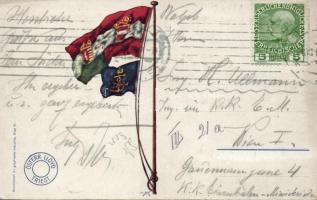 SS Heluan, Österreichische Lloyd, Triest, litho flag on backside s: Harry Heusser