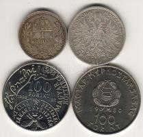 Kis tétel 1915. 1K ezüst T:2 + 1980. 100Ft "Űrrepülés" T:2 + 1990. 100Ft "Fáy" T:BU + Ausztria 1912. 2Kr ezüst T:3+ Totál: 4db