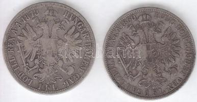 Ausztria 1860A 1Fl Ag + 1873. 1Fl Ag "Ferenc József" T:3 Austria 1860A 1 Florin Ag + 1873. 1 Florin "Franz Joseph" C:F