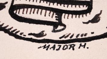 Major Henrik (1889-1948): Modiano cigaretta reklám plakát terv. Jelzett, vegyes technika. / 
Cigaret...