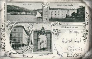 Senj, Zengg; Convent Ozegovicianum, grammar school, gate, floral (EK)