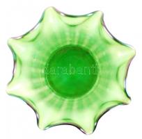 Szakított antik irizáló üvegváza, jelzés nélkül, hibátlan, m:16 cm, d:12 cm / Antique iridescent gla...