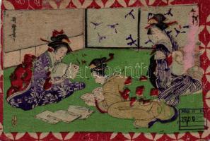 Japanese folklore, Geishas, hand painted (b)