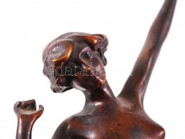 Álló női akt, bronz, márvány talapzaton, jelzés nélkül, m:32 cm /Nude bronze sculpture with marble p...