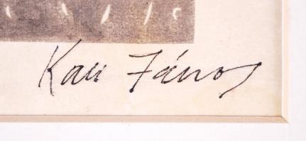 Kass János (1927-2010): Férfi fej. Sérült linó, paszpartuban, 18×12 cm