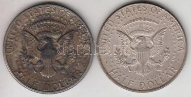 Amerikai Egyesült Államok 1964. 1/2$ Ag "Kennedy" + 1971D 1/2$ "Kennedy" T:2 USA 1964. 1/2 Dollar Ag "Kennedy" + 1971D 1/2 Dolar "Kennedy" C:XF