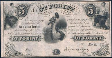 1852. 5Ft "Kossuth bankó" kitöltetlen "E" sorozat T:I Hungary 1852. 5 Forint without date and serial number C:UNC Adamo G124.