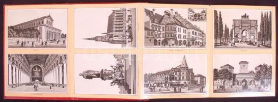 cca 1900 Album von München. Leporelló díszes, aranyozott, dombornyomott félvászon kötésben (a kötést...
