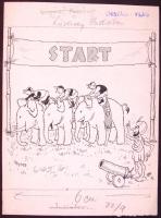 Byssz Róbert (1893-1961): 6 db különböző karikatúra. tus, vegyes technika